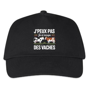 J’peux pas je m’occupe des vaches humour campagne - Casquette de baseball Enfant - noir - Devant