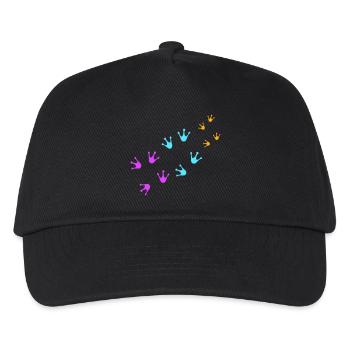3 Frösche Fußabdrücke Familie Eltern Kind Team süß - Kinder Basecap - Schwarz - Vorne