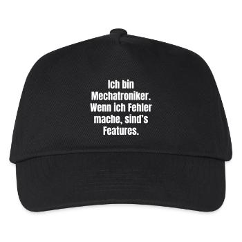 Ich bin Mechatroniker – Fehler sind Features - Kinder Basecap - Schwarz - Vorne