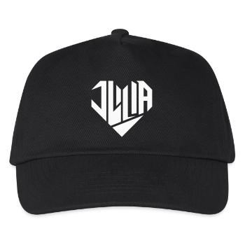 Julia Namendesign Herzdesign - Farbe variabel - Kinder Basecap - Schwarz - Vorne