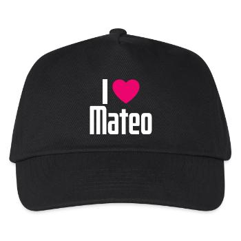 I Love Mateo Pinkes Herz Ich liebe Mateo - Kinder Basecap - Schwarz - Vorne