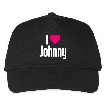 I Love Johnny Pinkes Herz Ich liebe Johnny - Kinder Basecap - Schwarz - Vorne