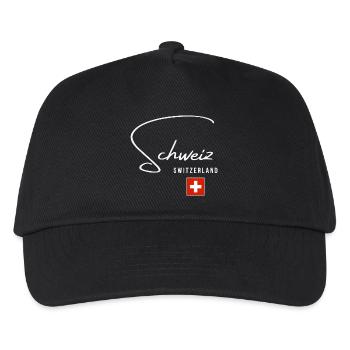 Schweizer Stolz, schlankes, minimalistisches Design - Kinder Basecap - Schwarz - Vorne