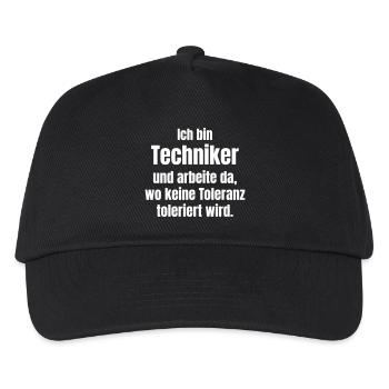 Ich bin Techniker – Keine Toleranz - Kinder Basecap - Schwarz - Vorne