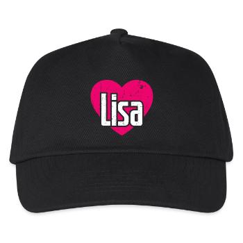 I Love Lisa Pinkes Herz Ich liebe Lisa - Kinder Basecap - Schwarz - Vorne