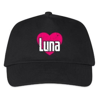 I Love Luna Pinkes Herz Ich liebe Luna - Kinder Basecap - Schwarz - Vorne