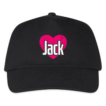 I Love Jack Pinkes Herz Ich liebe Jack - Kinder Basecap - Schwarz - Vorne