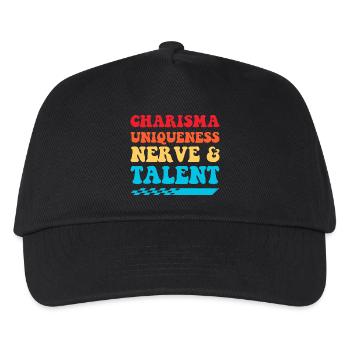 Charisma, Einzigartigkeit, Nerven & Talent - Kinder Basecap - Schwarz - Vorne