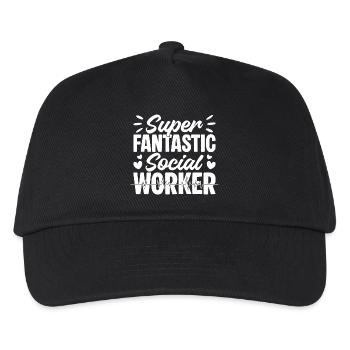Social Worker Quote Super Fantastic Social Work - Kinder Basecap - Schwarz - Vorne