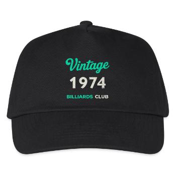 Vintage 1974 – Billiards Club Retro Geburtsjahr - Kinder Basecap - Schwarz - Vorne