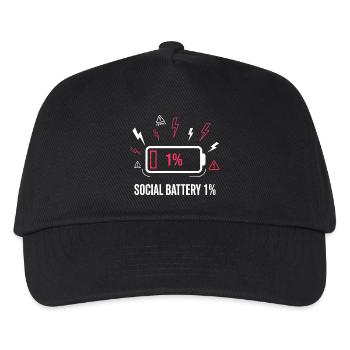 Social Battery 1% Akku - Kinder Basecap - Schwarz - Vorne