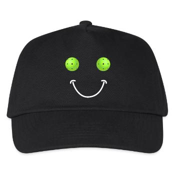 Pickleball Happy Face - Kids’ Baseball Cap - black - Front