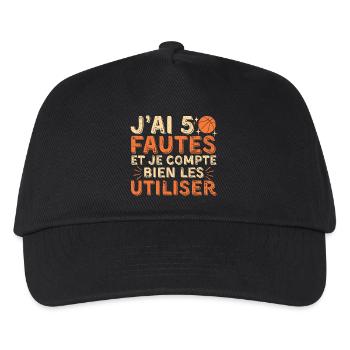 Ich habe fünf Fouls, Humor-Basketball - Kinder Basecap - Schwarz - Vorne