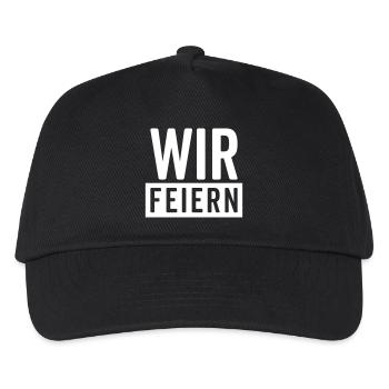 Wir feiern – Party Motiv  - Kinder Basecap - Schwarz - Vorne
