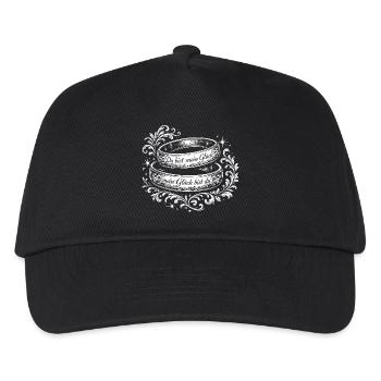 Zwei Ringe mit floralen Verzierungen - Kinder Basecap - Schwarz - Vorne