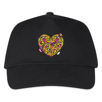 Verschnörkeltes Herz voller Liebe & Romantik - Kinder Basecap - Schwarz - Vorne