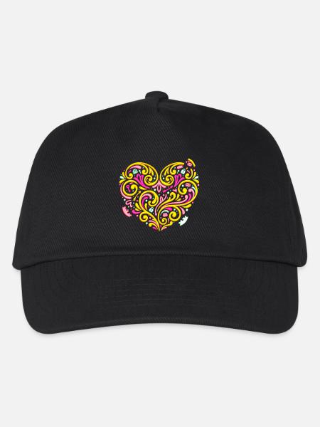 Squiggly heart full of love & romance - Kids’ Baseball Cap - black