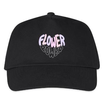 Pastell Flower Power Retro - Kinder Basecap - Schwarz - Vorne