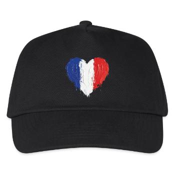 French Flag Heart Soccer Football - Kids’ Baseball Cap - black - Front