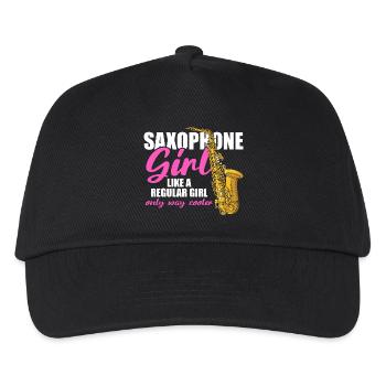 Saxophone girl Saxophonspieler - Kinder Basecap - Schwarz - Vorne