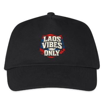 Laos Vibes Only Laotische Wurzel - Kinder Basecap - Schwarz - Vorne