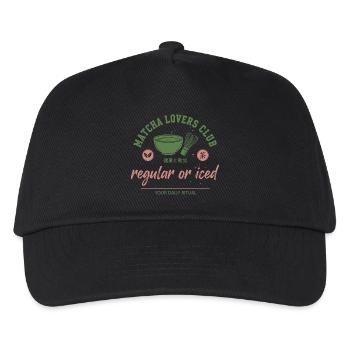 Matcha Lovers Club Regelmäßiges oder Eisgekühltes Tagesritual - Kinder Basecap - Schwarz - Vorne