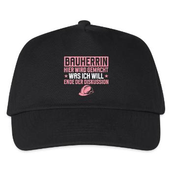 Bauherrin Lustiges Geschenk Hausbau Baustelle - Kinder Basecap - Schwarz - Vorne