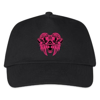 Tierkopf – Fabeltier, Tier, Löwe, Bock, Ram, Buck - Kinder Basecap - Schwarz - Vorne