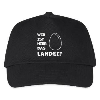 Das Landei - Hühner Fans -  Hahn - Gockel - Bio - Kinder Basecap - Schwarz - Vorne