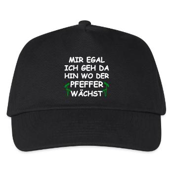 Wo Der Pfeffer Wächst Lustiger Spruch - Kinder Basecap - Schwarz - Vorne