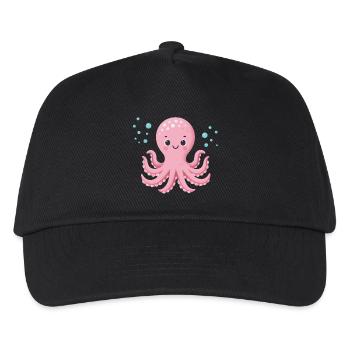 Rosa Oktopus mit Blasen - Kinder Basecap - Schwarz - Vorne