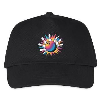 Frappe de boule de bowling avec explosion colorée et quilles - Casquette de baseball Enfant - noir - Devant
