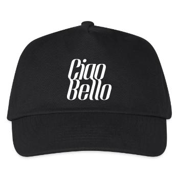 Ciao Bello Italien Spruch – Minimal Typo Design - Kinder Basecap - Schwarz - Vorne