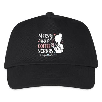 Messy Bun Coffee Scrubs Nurse - Kids’ Baseball Cap - black - Front