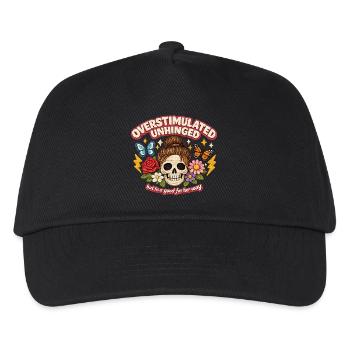 Überstimulierter Schädel mit Blumen Patch - Kinder Basecap - Schwarz - Vorne