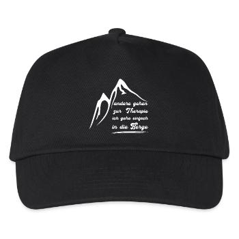 Ich gehe nicht zur Therapie ich gehe in die Berge - Kinder Basecap - Schwarz - Vorne