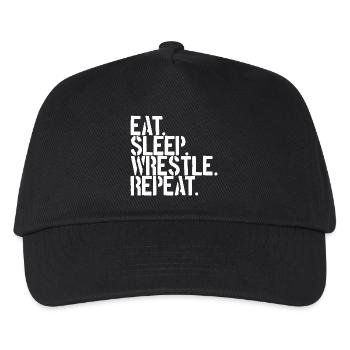 Eating Sleeping Wrestling Repeating Wrestling - Kids’ Baseball Cap - black - Front