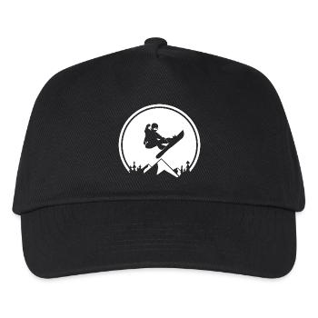 Snowboarder Silhouette at Mountain Peak - Kids’ Baseball Cap - black - Front