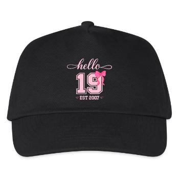 Hello 19 Est 2007 Damen Geburtstag Design - Kinder Basecap - Schwarz - Vorne
