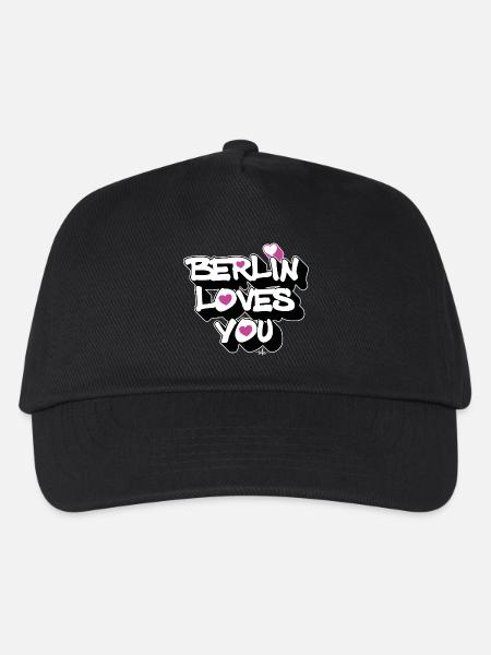Berlin Loves You Heart 3D - Kinder Basecap - Schwarz