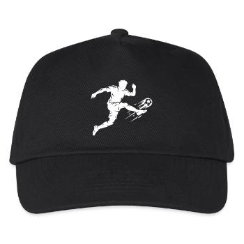 Fussballer Silhouette Fussball - Kinder Basecap - Schwarz - Vorne