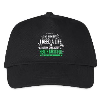 Health Bar Full Gamer Spruch - Kinder Basecap - Schwarz - Vorne