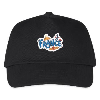 Sticker France Kawaii Croissant Paris - Casquette de baseball Enfant - noir - Devant