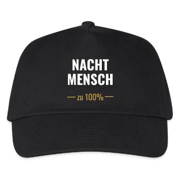 Nachtmensch – Zu 100%  - Kinder Basecap - Schwarz - Vorne