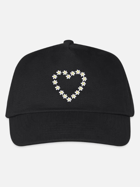 Daisy Heart Design - Kids’ Baseball Cap - black