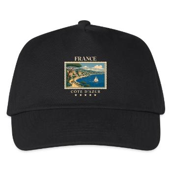 Frankreich Côte d’Azur Vintage Reisemarke - Kinder Basecap - Schwarz - Vorne