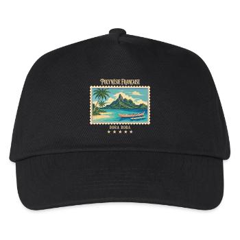 Polynesien Bora Bora Vintage Reisemarke - Kinder Basecap - Schwarz - Vorne