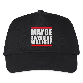 Maybe Swearing Will Help Sarcastic Saying Logo - Kids’ Baseball Cap - black - Front