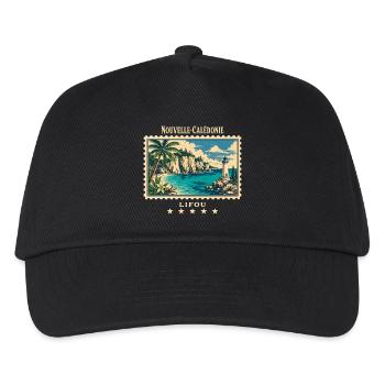 Neukaledonien Lifou Vintage Reisemarke - Kinder Basecap - Schwarz - Vorne