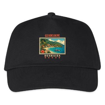 Guadeloupe Deshaies Vintage Reisemarke - Kinder Basecap - Schwarz - Vorne
